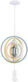 Candellux Bielo-dúhový závesný luster Hoops pre žiarovku E27 31-12043