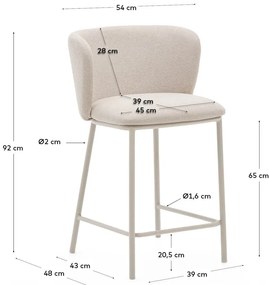 Béžová barová stolička (výška sedadla 65 cm) Ciselia – Kave Home
