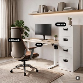 Elektrický stôl s nastaviteľnou výškou ergonomický biely/dub sonoma,1200x600 mm: ARIA