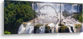 Obraz Iguassu vodopádov (s hodinami) (90x30 cm)