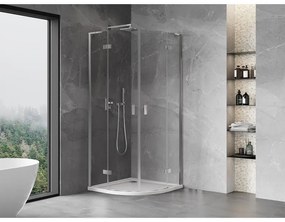 Mexen Mist L, štvrťkruhový sprchový kút s 2-krídlovými dverami, 90 x 90 cm, 8mm číre sklo, chrómový profil, 8A33L-090-090-01-00