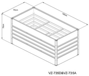 Vyvýšený záhradný záhon BestBerg VZ-735D / 735 l / 150 x 70 x 70 cm / červené drevo