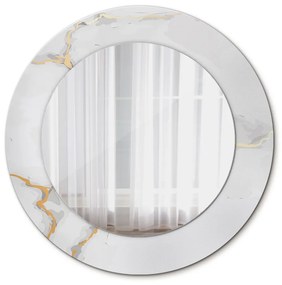 Okrúhle zrkadlo s potlačou Biely zlatý mramor fi 50 cm