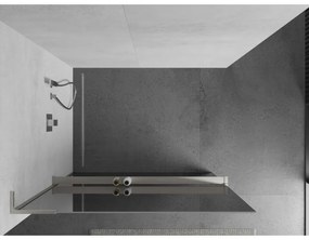 Mexen Kioto+ L, sprchová zástena Walk-In s poličkou a vešiakom 80 x 200 cm, 8mm sklo vzor zrkadlo, brúsená oceľ profil, 800-080-123-97-50