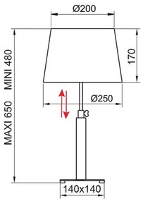 Aluminor Quatro Up stolová lampa sivý dub/chróm