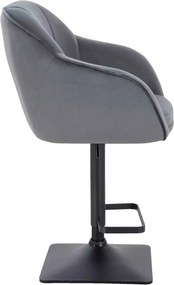 LuxuryForm DESIGN Barová stolička AVOLA VELUR na čiernej hranatej podstave - tmavo šedá