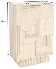 ART DECO komoda 140cm 3D mangové drevo bielo natreté