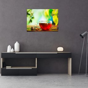 Sklenený obraz - Zátišie s čajom (70x50 cm)