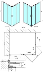 Polysan Polysan, EASY BLACK obdĺžniková sprchová zástena 900x800mm, číre sklo, EL5315B