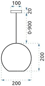 Toolight - Závesná lampa guľa 20cm LE03-1, chrómová, OSW-00705