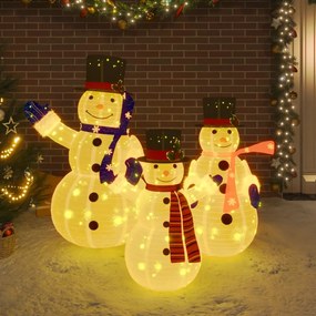 Dekoratívna vianočná rodinka snehuliakov s LED, luxusná látka 329765