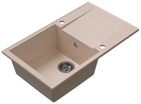 Sink Quality Sink55, kuchynský granitový drez 780x460x215 mm + grafitový sifón, béžová, SKQ-SINK.P.1KDOL.XB