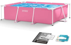Veľký záhradný bazén ružový s obdĺžnikovým rámom 220 x 150 cm