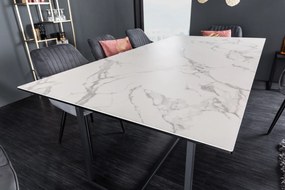 Jedálenský stôl Symbiosis 200cm keramický biely mramorový vzhľad