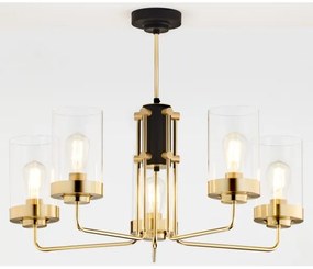 Jupiter 2088 - Luster na tyči RAMIREZ 5xE27/15W/230V zlatá/čierna