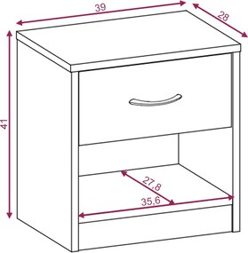 Noční stolek Naka 39 cm bílý/dub Sonoma