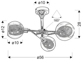 Luster na tyči OZZO 3xE14/40W/230V