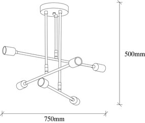 Luster na tyči FLOWER 6xE27/40W/230V