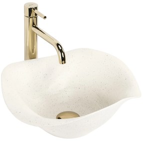 Rea ART, keramické umývadlo na dosku 390x390x160 mm, ručná výroba, model HM-35B, imitácia kemeňa-béžová, REA-U1959