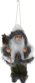 Závesný Santa Claus v béžovo-sivom kožuchu 20 cm