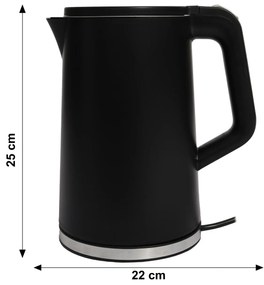 Bauerkraft Bezdrôtová cestovná rýchlovarná kanvica 1500 W 1,7 l otočná čierna