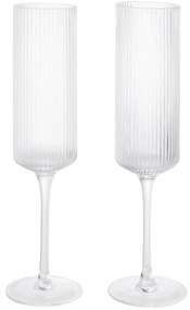 Ferm Living Poháre Ripple Champagne Clear – set 2 ks