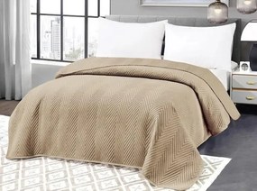 Béžový zamatový prehoz na posteľ ARROW VELVET Rozmer: 200 x 220 cm