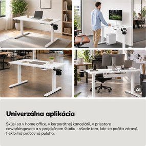 Elektrický stôl s nastaviteľnou výškou ergonomický biely,1200x600 mm: ARIA