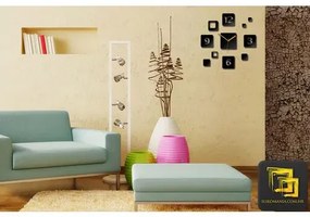 Nástěnné samolepící hodiny Square 45 cm černé