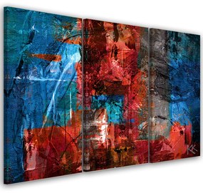 Obraz na plátně třídílný, Červená ruka -nakládaná abstrakce - 150x100 cm