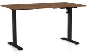 Výškovo nastaviteľný stôl OfficeTech A, 120 x 80 cm, čierna podnož, dub silverjack