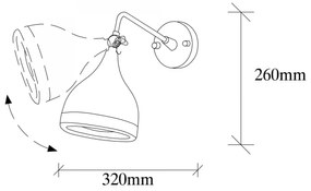 Nástenná lampa Yildo I čierna/meď