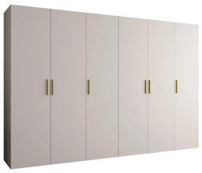 Šatníková skriňa 300 cm Borry 1 (kašmír + zlatá). Akcia -20%. Vlastná spoľahlivá doprava až k Vám domov. 1125799