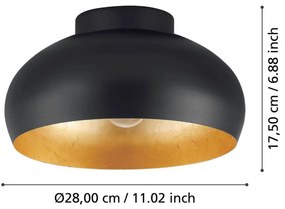 EGLO Mogano 2 stropné svietidlo Ø28cm čierna/zlatá