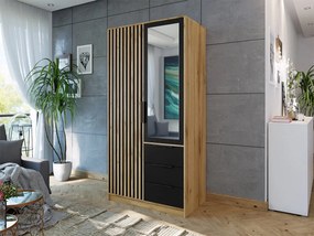 Šatníková skriňa Lily Lux D2, Farby: biela / biela + dub wotan, Nadstavec: nie