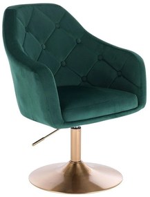 LuxuryForm DESIGN Kreslo ANDORA VELUR na zlatom tanieri - zelené