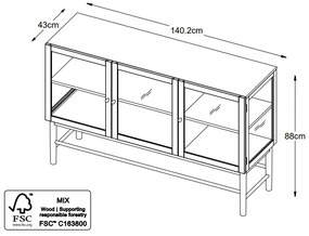 Dizajnová komoda Dallan 140 cm prírodný dub