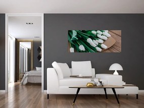 Obraz kytice bielych tulipánov (120x50 cm)