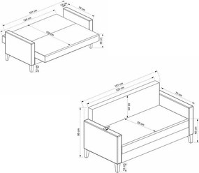 Rozkladacia pohovka Polya Tile Red