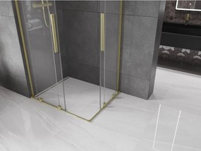 Mexen Velar L Duo, sprchový kút s posuvnými dverami 100 x 90 cm, 8mm číre sklo, zlatá matná, 871-100-090-02-03-55
