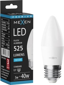 Mexen Nova, LED žiarovka E27, C37, 5W, Neutrálna - 4000K, 525 lm - L102-E27-0540-01