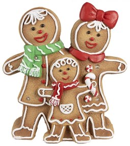 Hnedá vianočná svietiaca dekorácia rodina Perníček Gingerbread - 31*10*35 cm