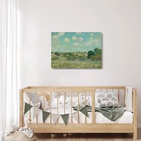Sklenený obraz - Alfred Sisley,  Meadow, reprodukcia (70x50 cm)