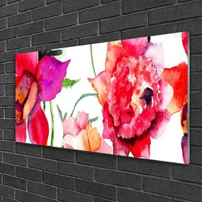 Obraz na skle Kvety umenie 125x50 cm