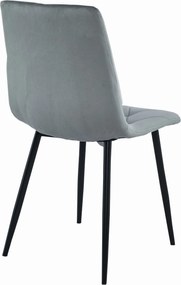 AKCIA Sivá zamatová jedálenská stolička LIBRA s čiernymi nohami II. trieda