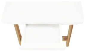 Tempo Kondela Príručný stolík na notebook/držiak na tablet, biela/prírodný bambus, MELTEN