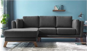 Tmavosivá trojmiestna pohovka s leňoškou Bobochic Paris Seattle, ľavý roh