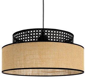 Luster na lanku BOHO 1xE27/60W/230V pr. 40 cm čierna/ratan
