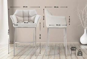 Barová stolička Damas E4 - látka, nerezový rám - Biela