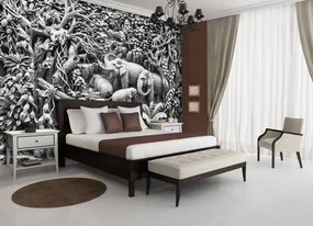 Fototapeta - Reliéf rodiny slonov (254x184 cm)